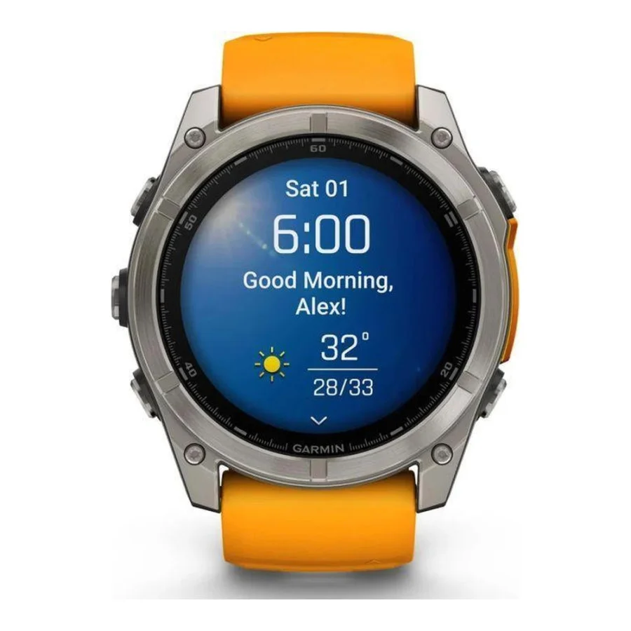 Garmin Fenix 8 51mm AMOLED Sapphire Titanium w. Spark Orange/Graphite Silicone Band (010-02905-10/11/53)