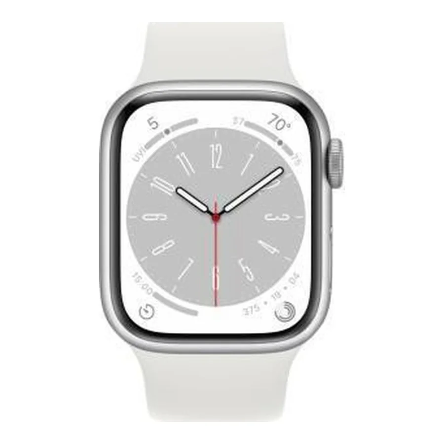 Apple Watch Series 8 GPS 45mm Silver Aluminum Case with White S. Band - S/M (MP6P3/MP6T3)