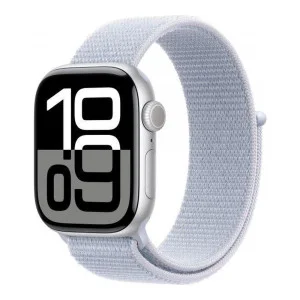 Apple Watch Series 10 GPS 42mm Silver Aluminum Case w. Blue Cloud Sport Loop (MWWD3)
