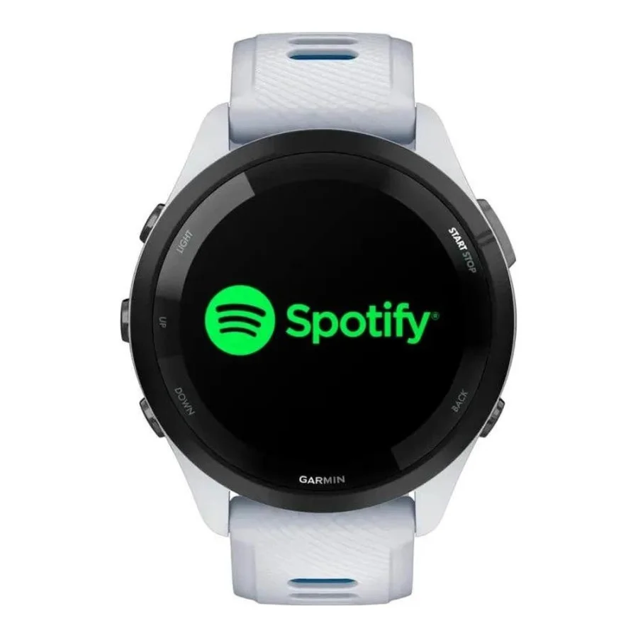 Garmin Forerunner 265 Black Bezel w. Whitestone Case and Whitestone/Tidal Blue S. Band (010-02810-01/11/51)