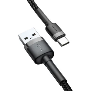 Baseus USB Cabel to USB-C Cafule 1m Grey/Black (CATKLF-BG1)