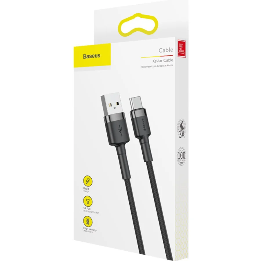 Baseus USB Cabel to USB-C Cafule 1m Grey/Black (CATKLF-BG1)