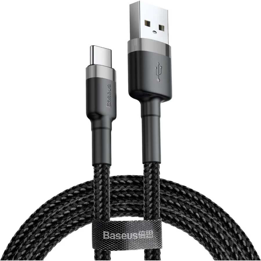 Baseus USB Cabel to USB-C Cafule 1m Grey/Black (CATKLF-BG1)
