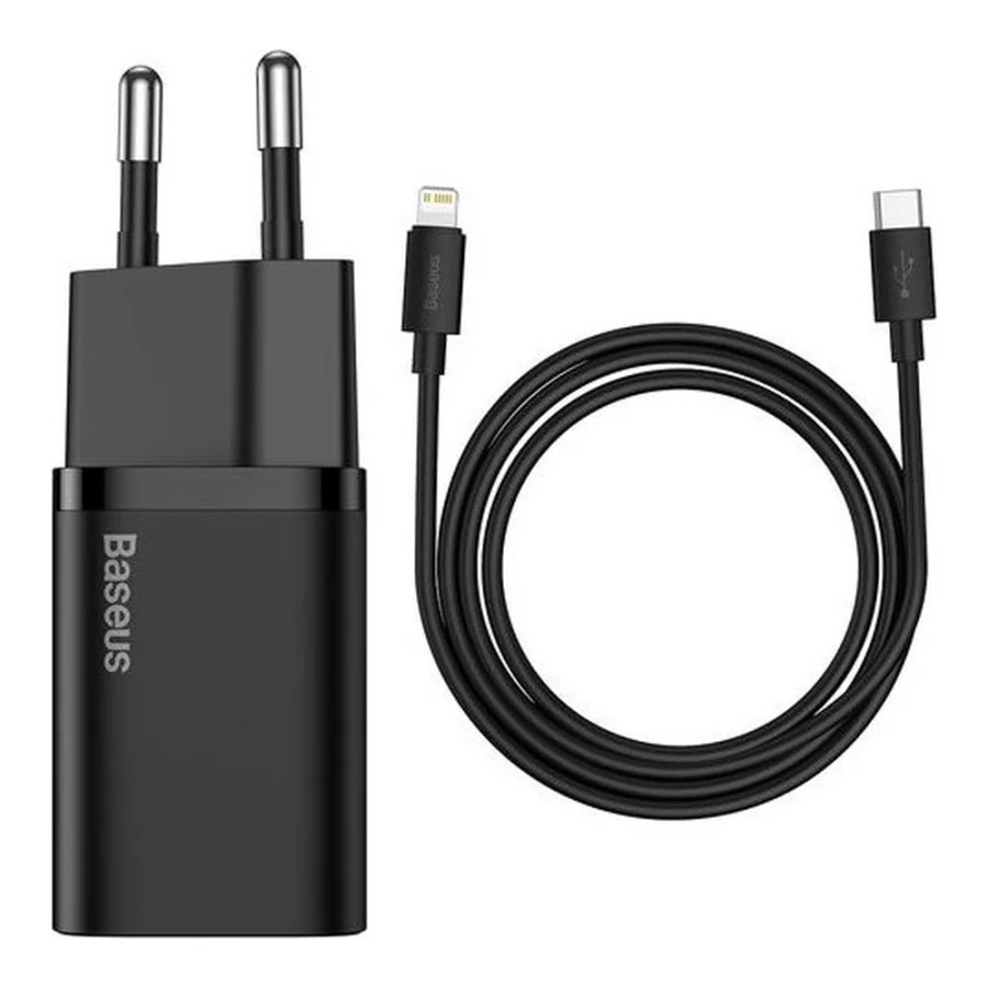 Baseus Super Si Quick Charger 20W Sets Black + Type-C to Lightning (TZCCSUP-B01)