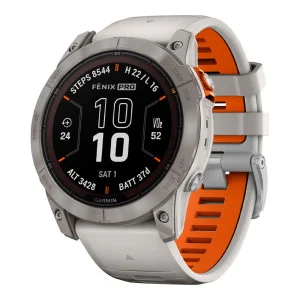 Garmin Fenix 7X Pro Sapphire Solar Titanium w. Fog Gray/Ember O. Band (010-02778-14/15/64)