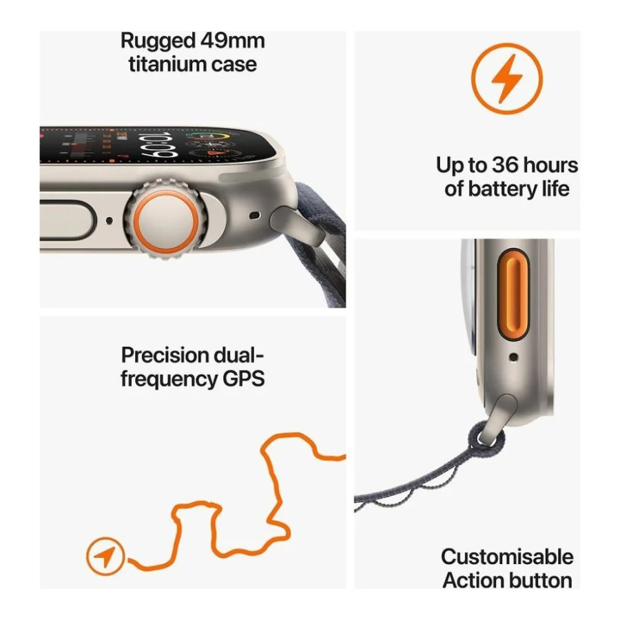 Apple Watch Ultra 2 GPS + Cellular 49mm Titanium Case with Olive Alpine Loop - Small (MREX3/MRFH3)