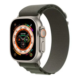 Apple Watch Ultra GPS + Cellular 49mm Titanium Case with Green Alpine Loop - Medium (MQEW3/MQFN3)