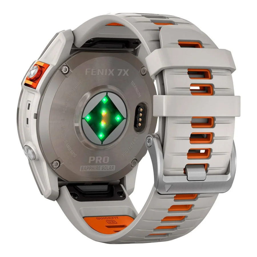 Garmin Fenix 7X Pro Sapphire Solar Titanium w. Fog Gray/Ember O. Band (010-02778-14/15/64)