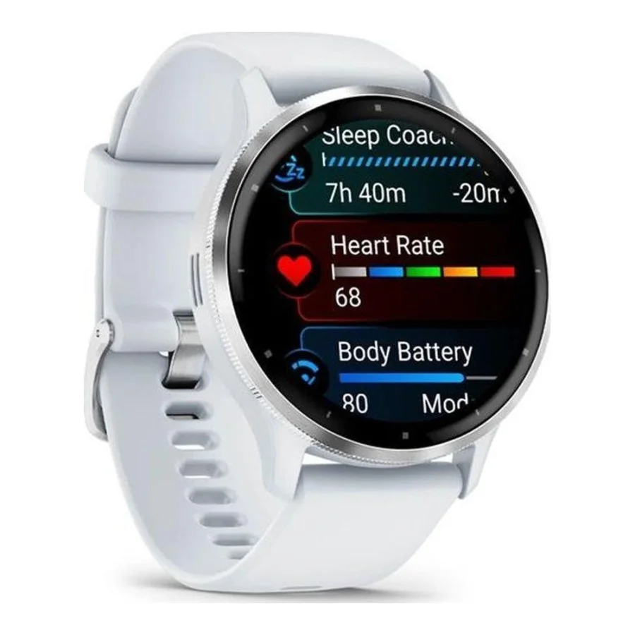 Garmin Venu 3 Silver Stainless Steel Bezel with Whitestone Case and Silicone Band (010-02784-00/50)