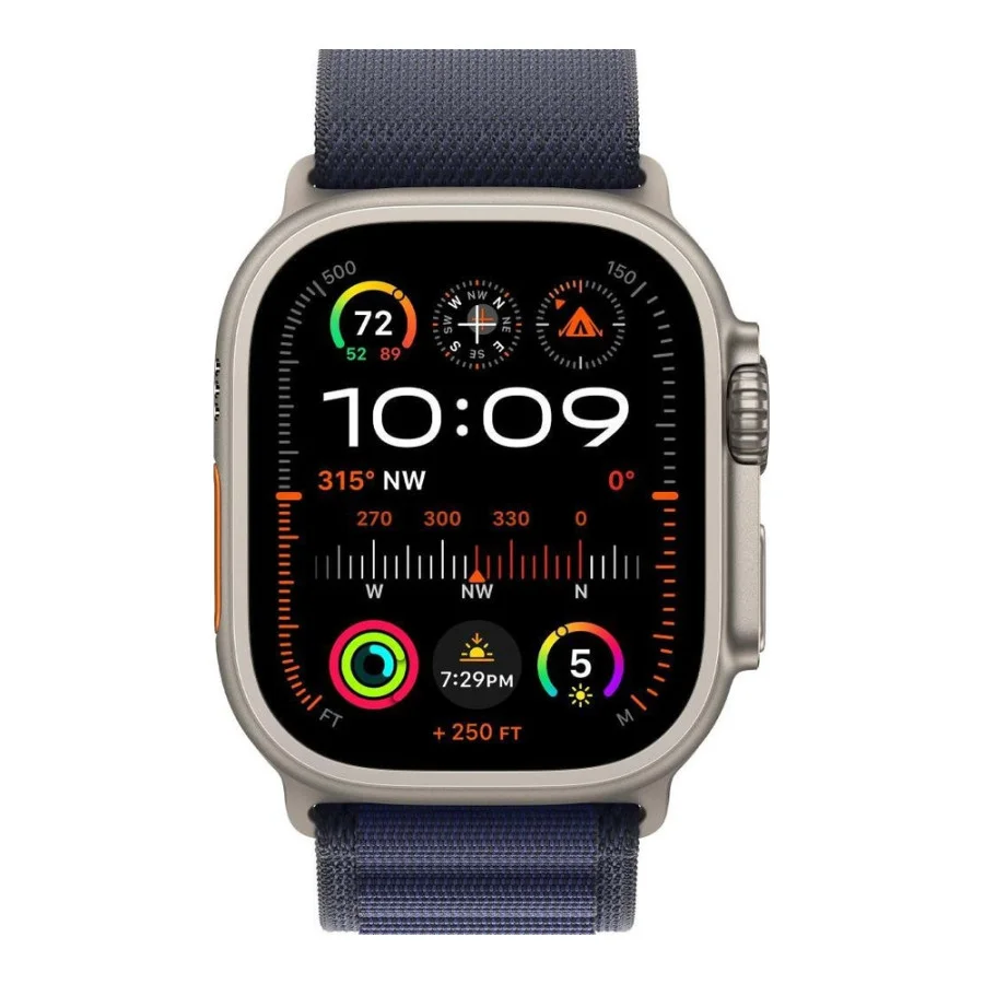 Apple Watch Ultra 2 GPS + Cellular 49mm Natural Titan. Case w. Navy Alpine Loop - Large (MYT33+MXN03)