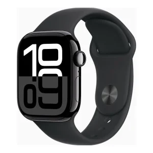 Apple Watch Series 10 GPS + Cellular 42mm Jet Black Alu. Case w. Black Sport Band - S/M (MWX63)