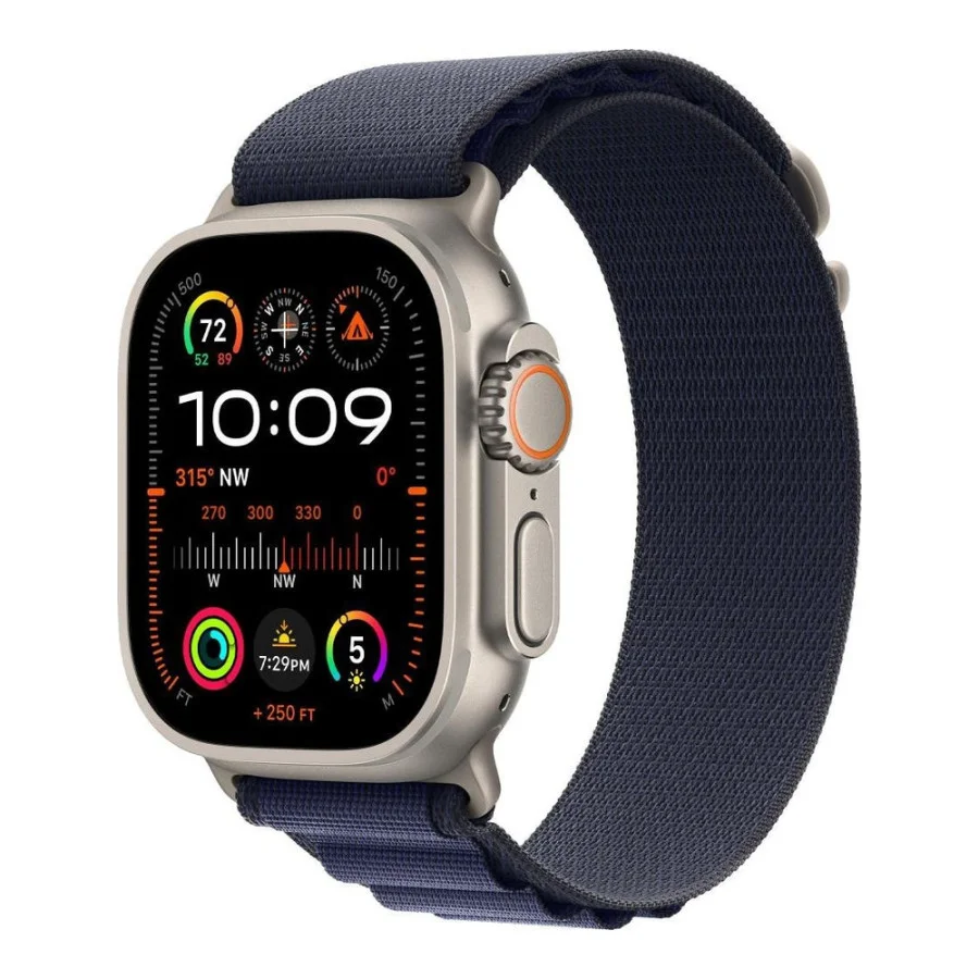 Apple Watch Ultra 2 GPS + Cellular 49mm Natural Titan. Case w. Navy Alpine Loop - Large (MYT33+MXN03)