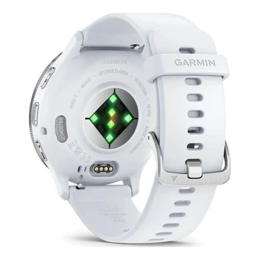 Garmin Venu 3 Silver Stainless Steel Bezel with Whitestone Case and Silicone Band (010-02784-00/50)
