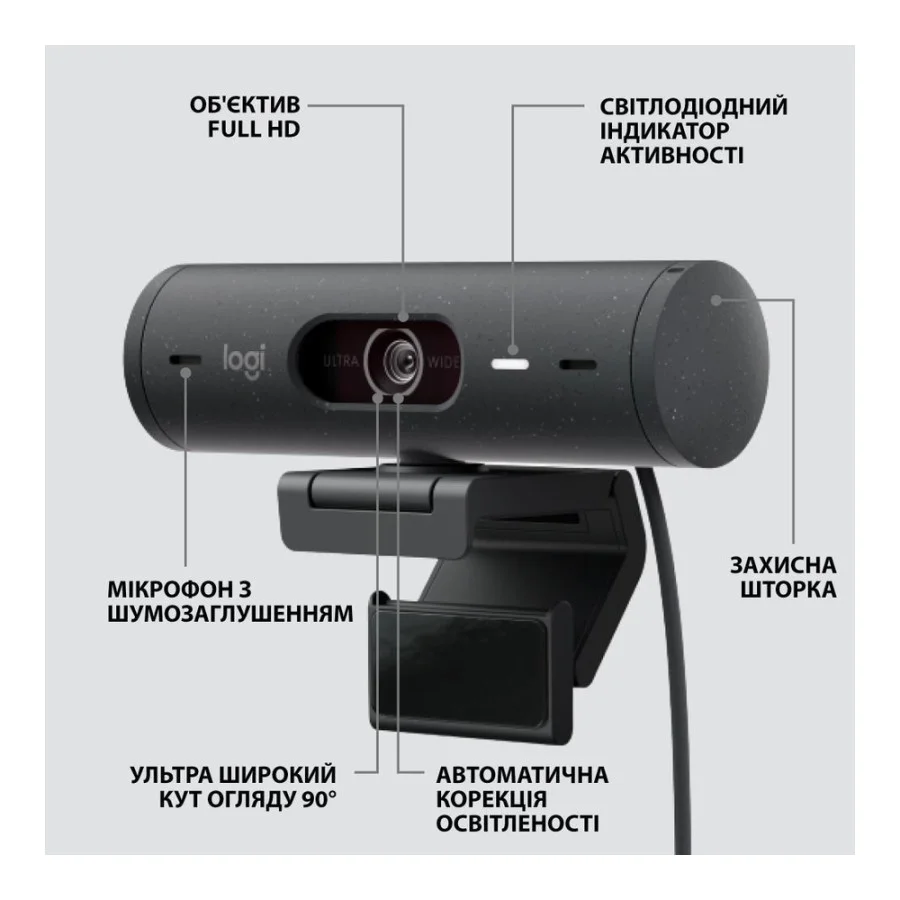 Logitech Brio 500 Graphite (960-001422,960-001493, 960-001423)