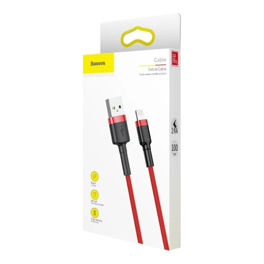 Baseus cafule Cable USB For lightning 2.4A 1M Red+Red (CALKLF-B09)