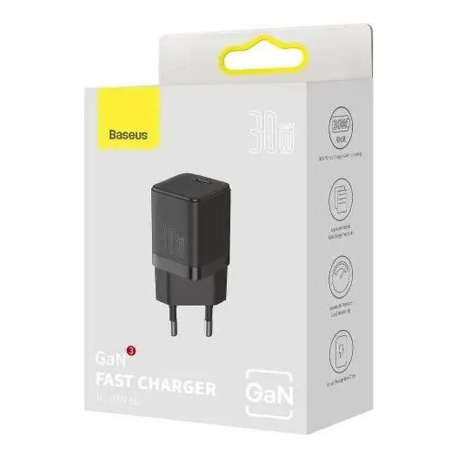 Baseus GaN3 Fast Charger Type-C 30W Black (CCGN010101)