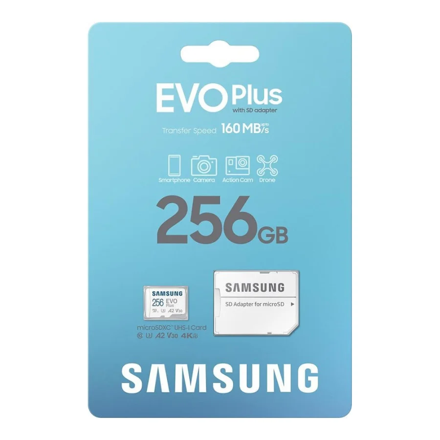 Samsung 256 GB microSDXC Class 10 UHS-I U3 EVO Plus + SD Adapter (MB-MC256SA)