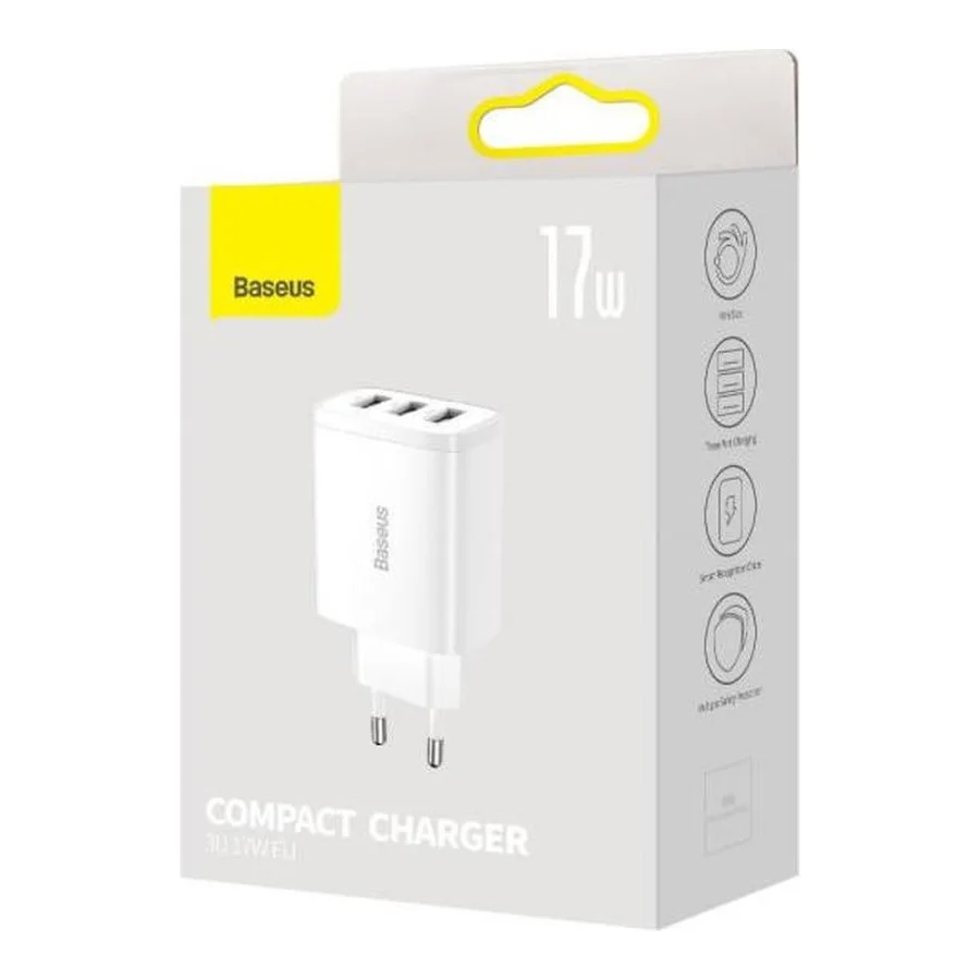 Baseus Compact Charger 3U 17W White (CCXJ020102)