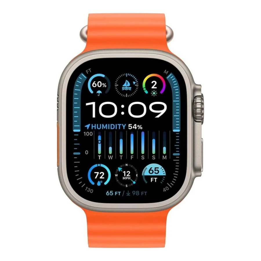 Apple Watch Ultra 2 GPS + Cellular 49mm Titanium Case with Orange Ocean Band (MREH3)