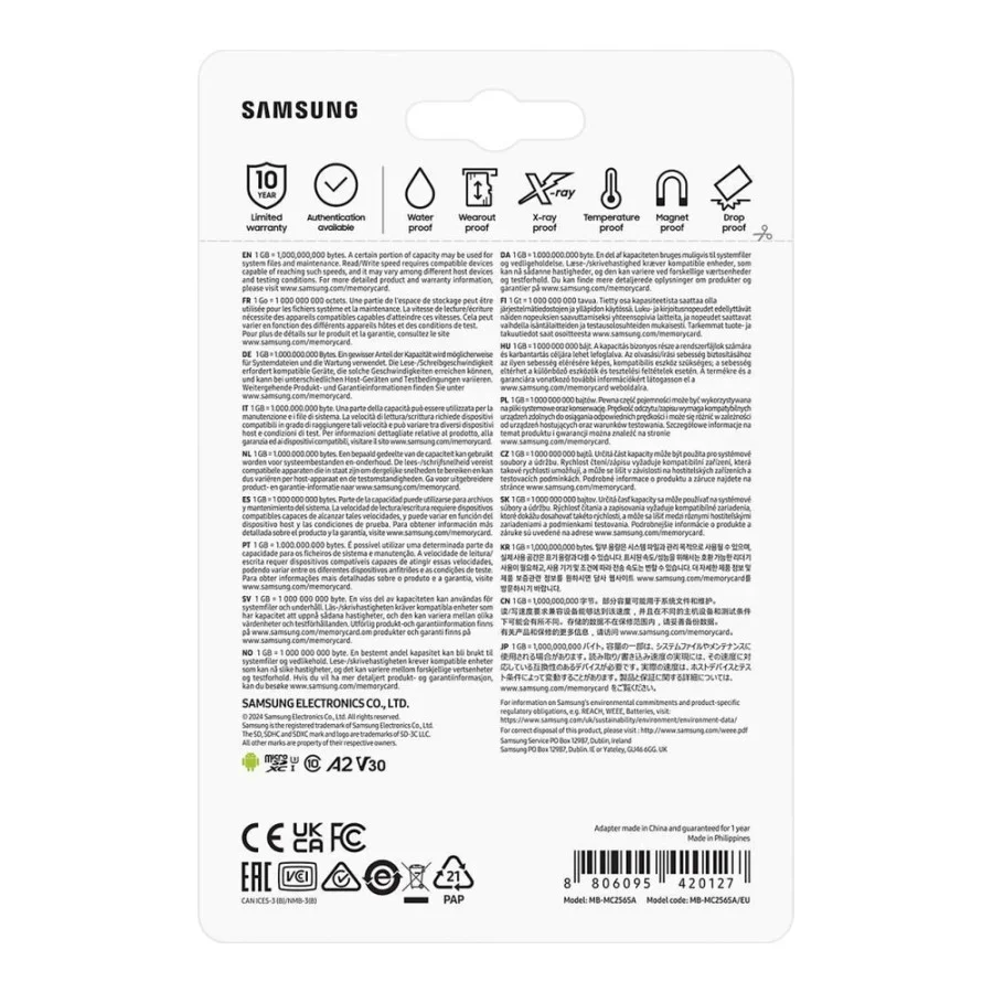 Samsung 256 GB microSDXC Class 10 UHS-I U3 EVO Plus + SD Adapter (MB-MC256SA)