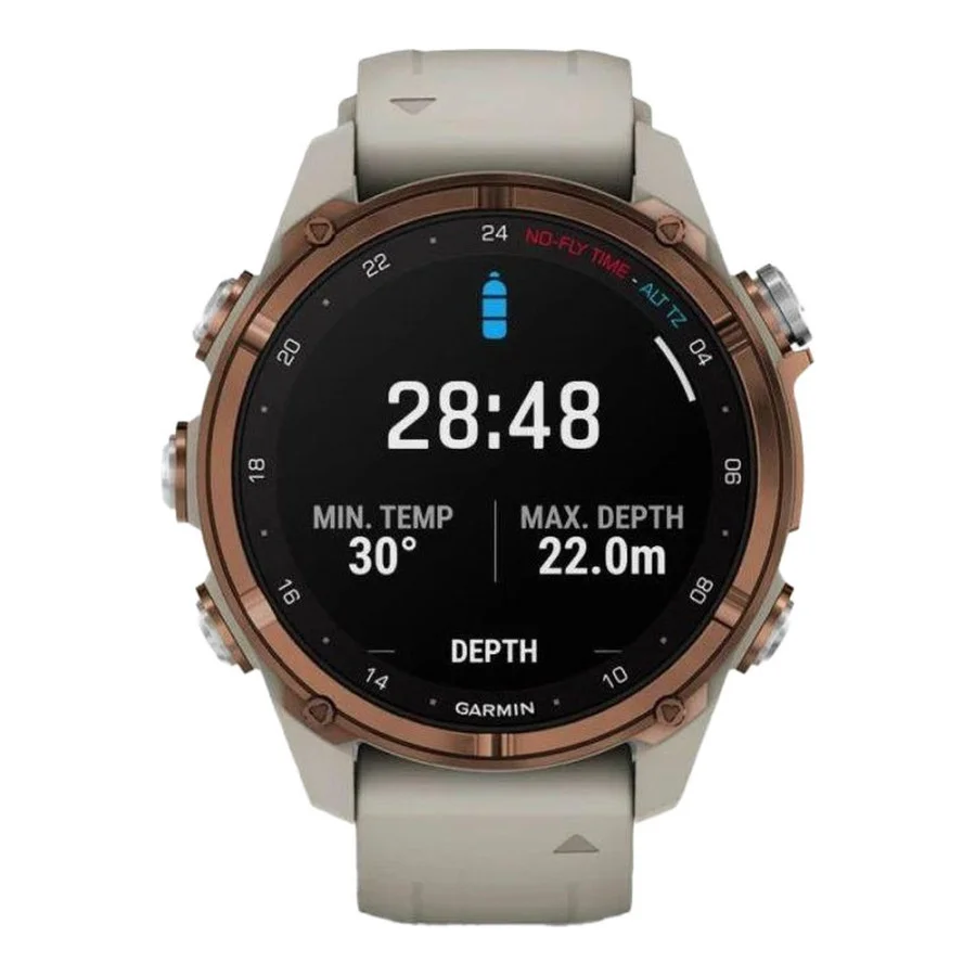 Garmin Descen Mk3i – 43 mm Bronze PVD Titanium with French Gray Silicone Band (010-02753-13/14)