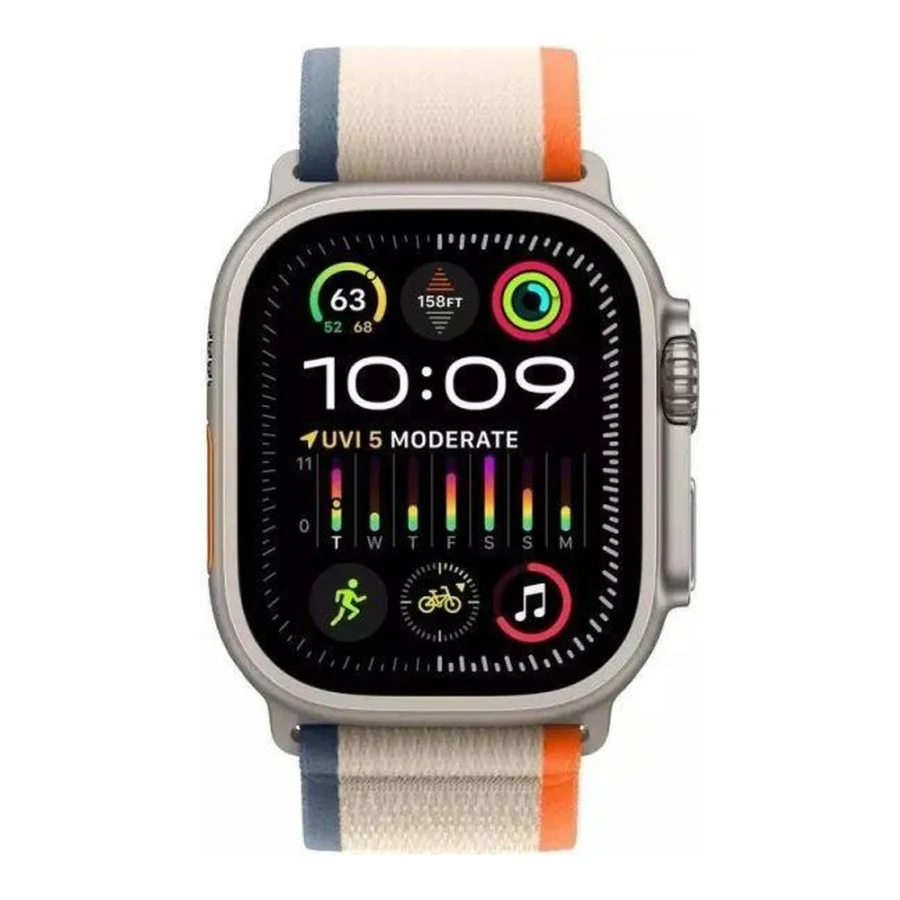 Apple Watch Ultra 2 GPS + Cellular 49mm Titanium Case with Orange/Beige Trail Loop - M/L (MRF23)