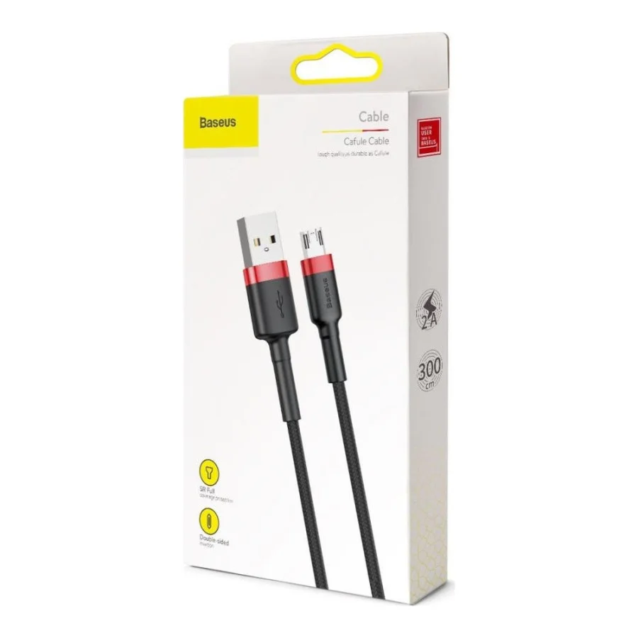 Baseus Cafule Cable USB For Micro 2.4A 2M Red+Black (CAMKLF-C91)
