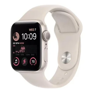 Apple Watch SE 2 GPS 44mm Starlight Aluminum Case with Starlight Sport Band (MNJX3)