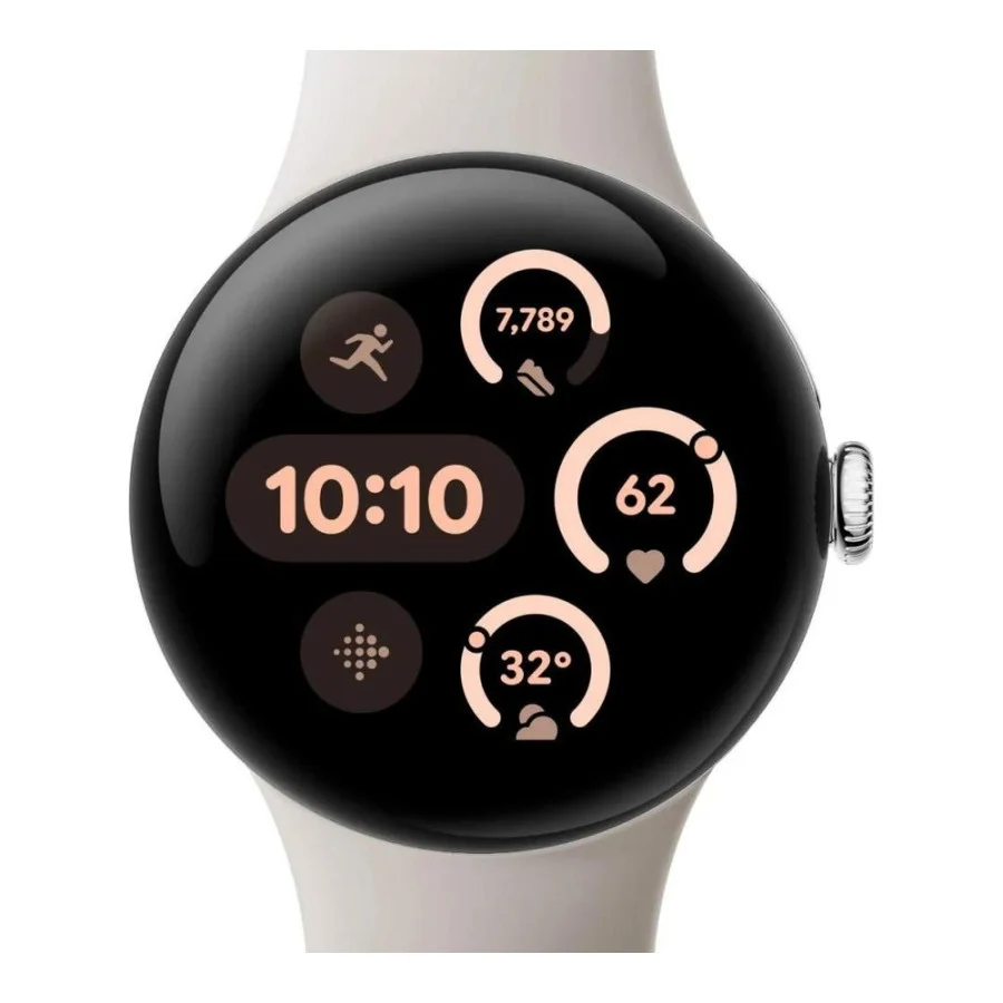 Google Pixel Watch 3 41 mm Wi-Fi Polished Silver Aluminum Case/Porcelain Active Band