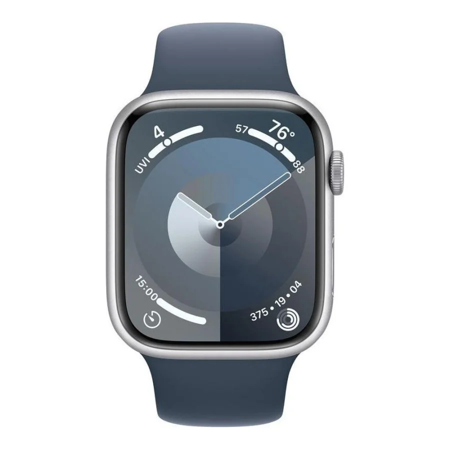 Apple Watch Series 9 GPS + Cellular 41mm Silver Alu. Case w. Storm Blue S.Band - S/M (MRHV3)