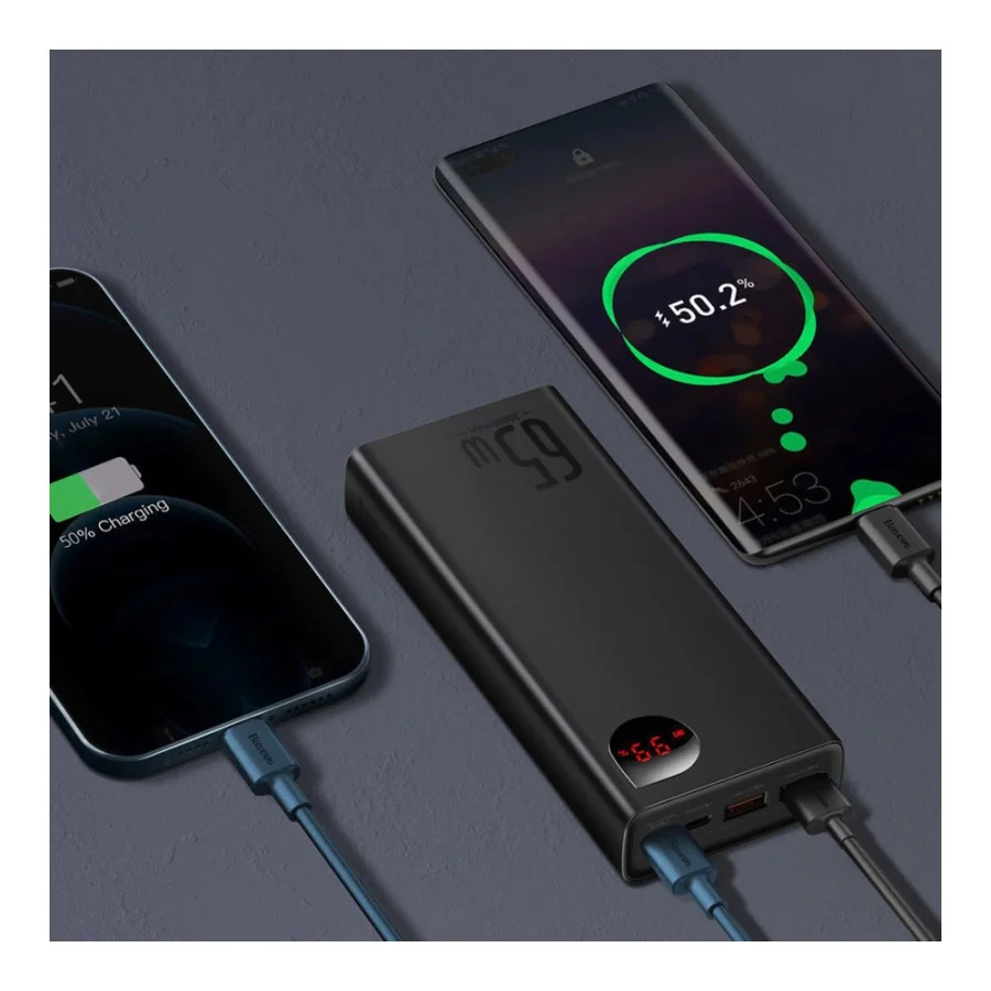 Baseus Adaman Metal Digital Display Quick Charge Power Bank 65W 20000mAh Black (PPIMDA-D01, PPADM-65S)