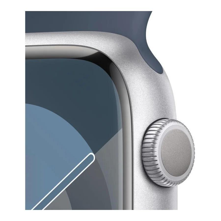 Apple Watch Series 9 GPS + Cellular 41mm Silver Alu. Case w. Storm Blue S.Band - S/M (MRHV3)