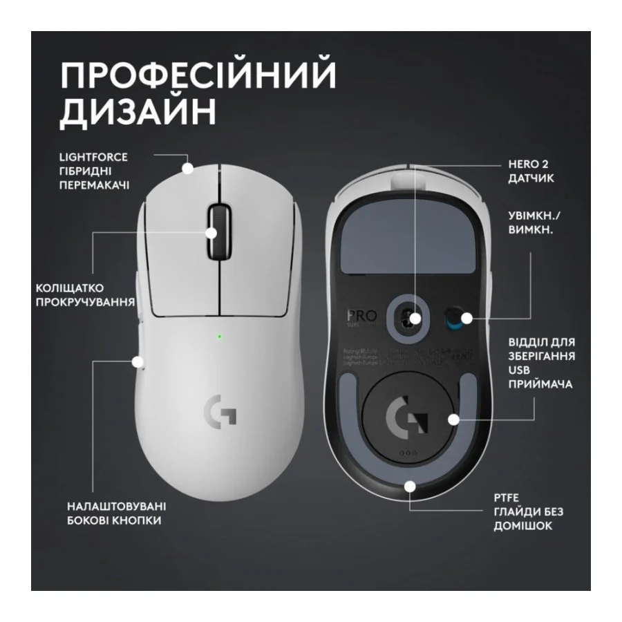 Logitech G Pro X Superlight 2 Lightspeed Wireless White (910-006638,910-001270, 910-006640, 910-006645, 910-006642)