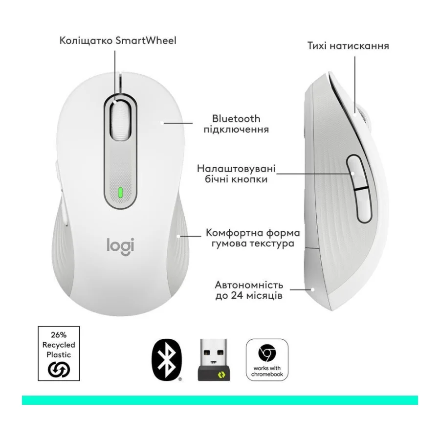 Logitech Signature M650 Wireless Mouse Off-White (910-006255)