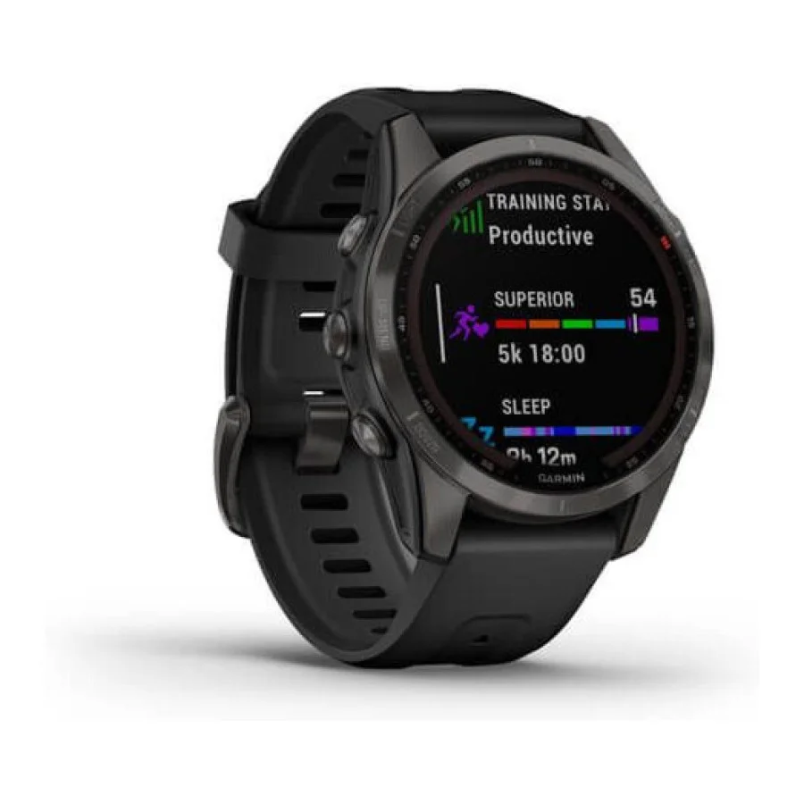 Garmin Fenix 7S Sapphire Solar Carbon G. DLC Titanium w. Black Band (010-02539-24/25)