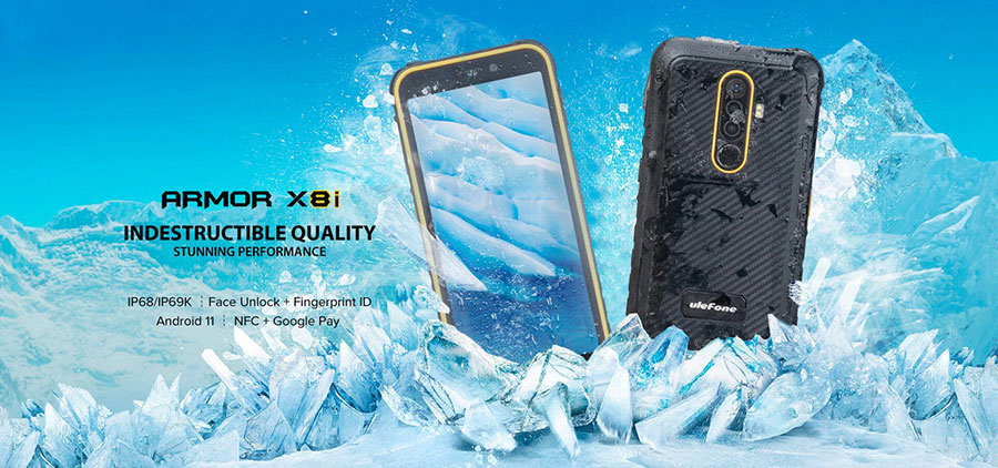 Ulefone Armor X8i 3/32GB Yellow один із самих практичних захищених смартфонів, і все за рахунок того, що його задня сторона, як і бічні грані, повністю прогумовані.