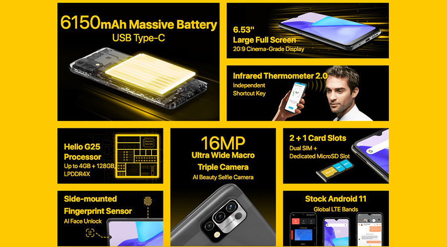 Umidigi Power 5 3/64Gb Grey смартфон построен на базе однокристальной системы Helio G25